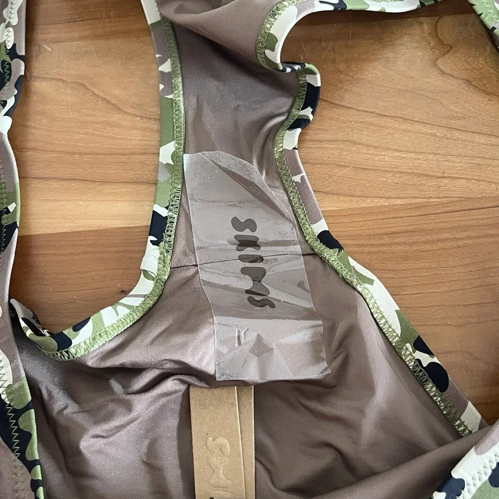 Skims Recycled Swim‎ Mid Coverage Bottoms Camo Style BB-BRF-3980 Size 4XL